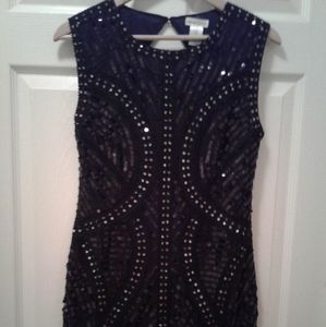 Main Strip Sequins & Beads Dress